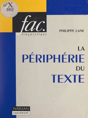 cover image of La périphérie du texte